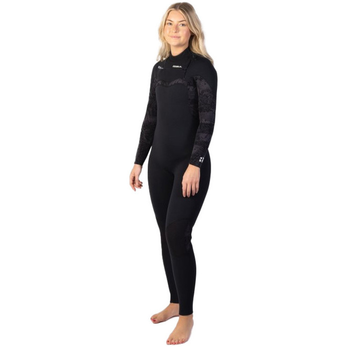 2024 Gul Womens Response FX 5/4mm Chest Zip Wetsuit RE1265-C1 - Black / Broken Palm